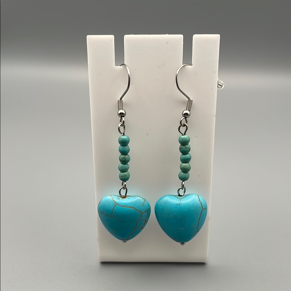 Turquoise Heart Drop Earrings